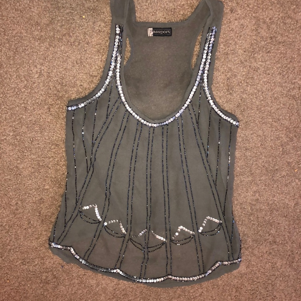 Sheer Sequined and Beaded top